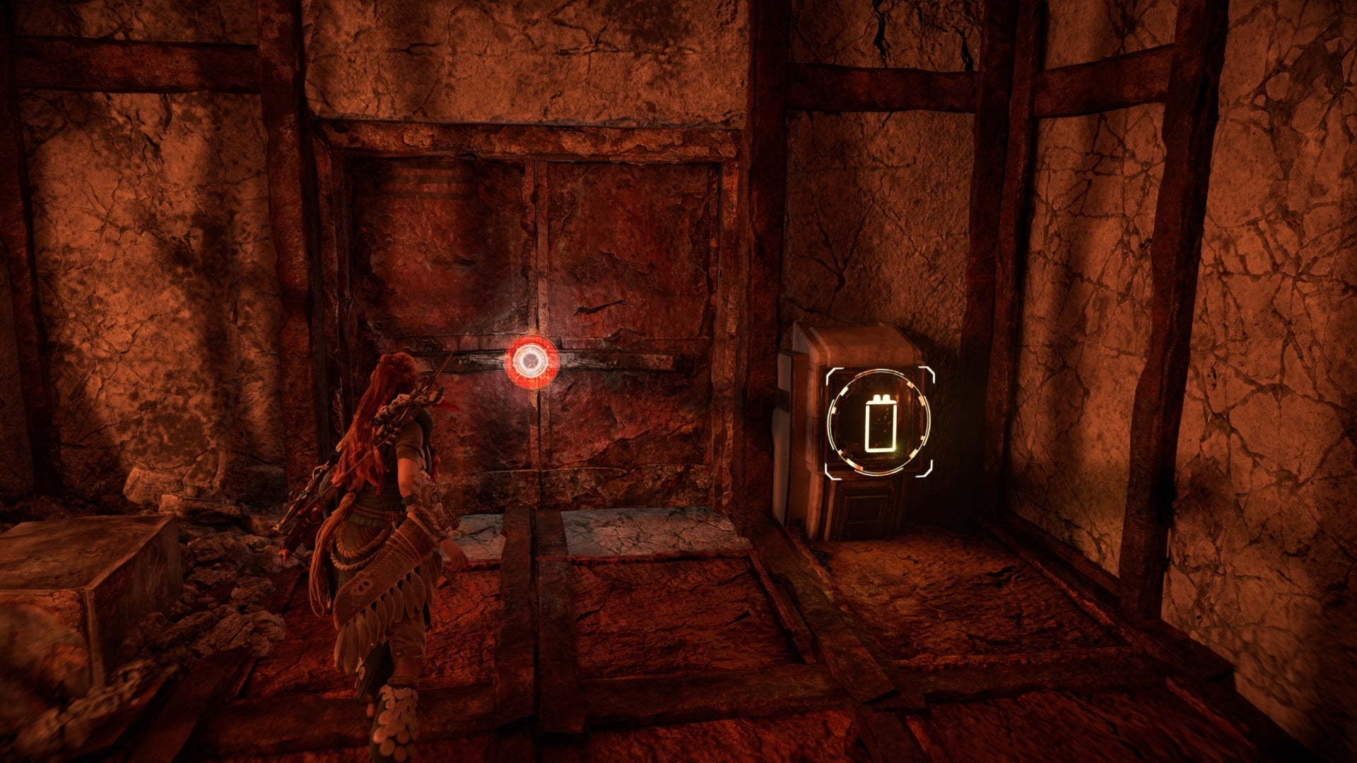 horizon forbidden west burning shores a friend in the dark energy cell locked door