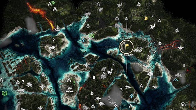 horizon forbidden west burning shores aerial capture northeast map location circled