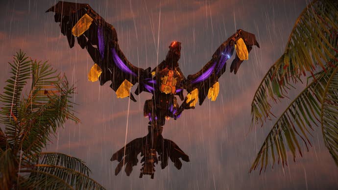 horizon forbidden west burning shores aerial capture west storm bird