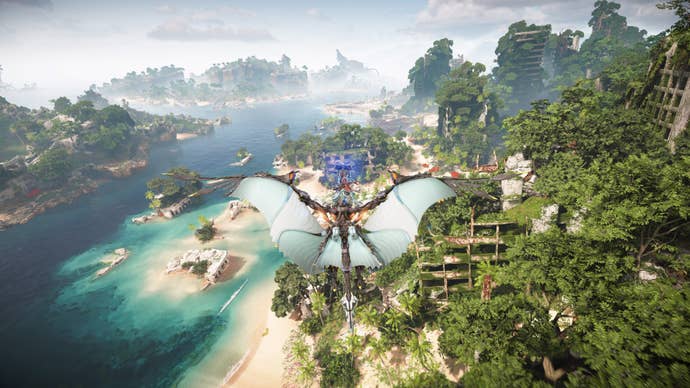 horizon forbidden west burning shores aerial capture