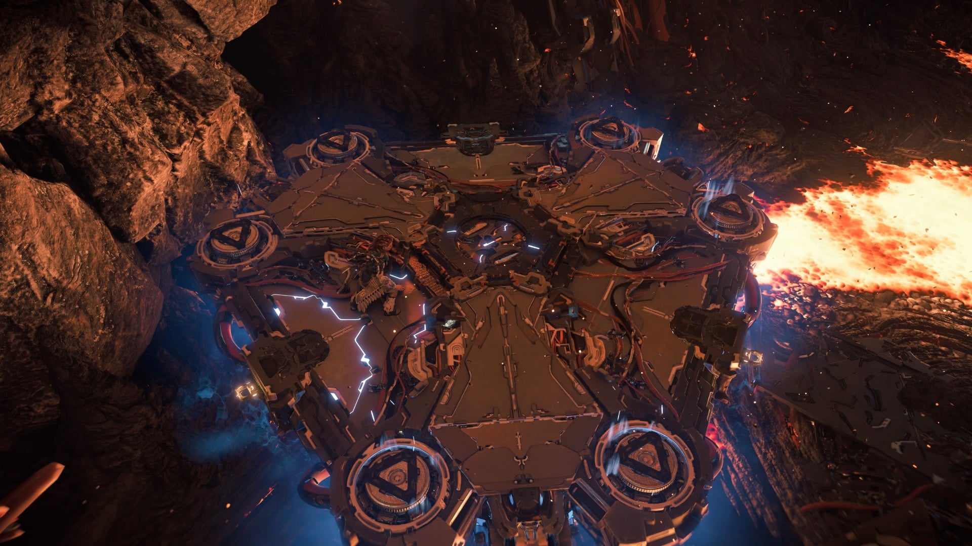 horizon forbidden west burning shores cauldron theta floating platform