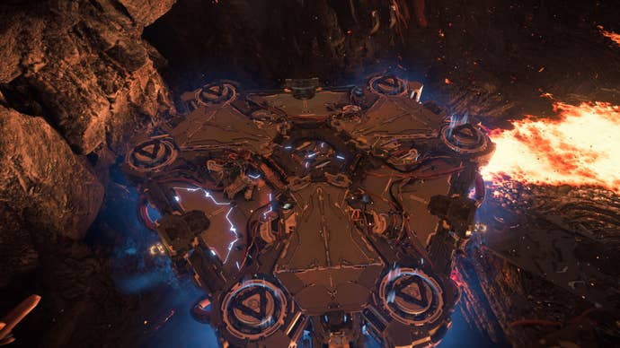 horizon forbidden west burning shores cauldron theta floating platform