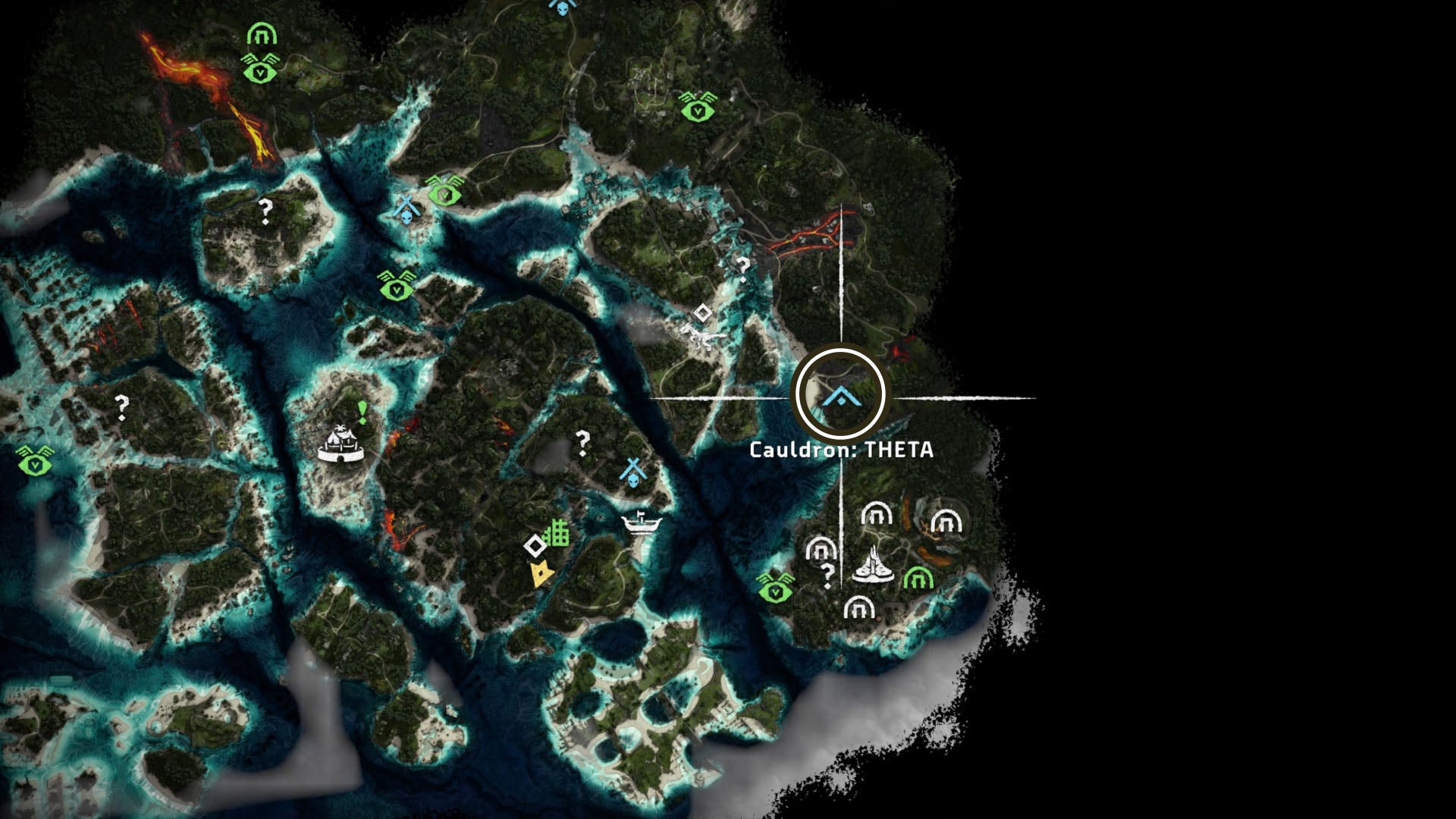 horizon forbidden west burning shores cauldron theta map location