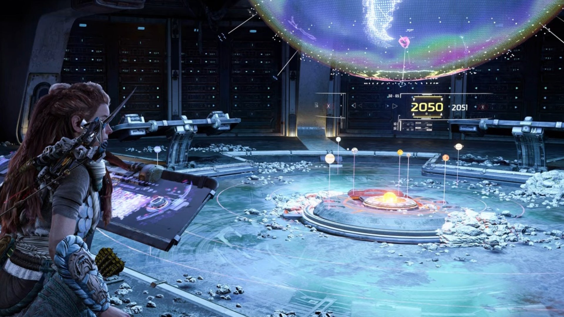 horizon forbidden west burning shores earth and heaven 2050 hologram