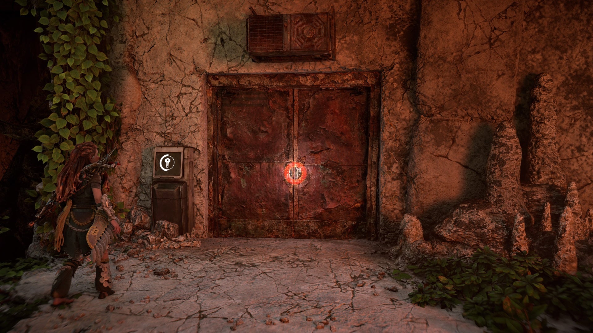 horizon forbidden west burning shores friend in the dark first key lock door