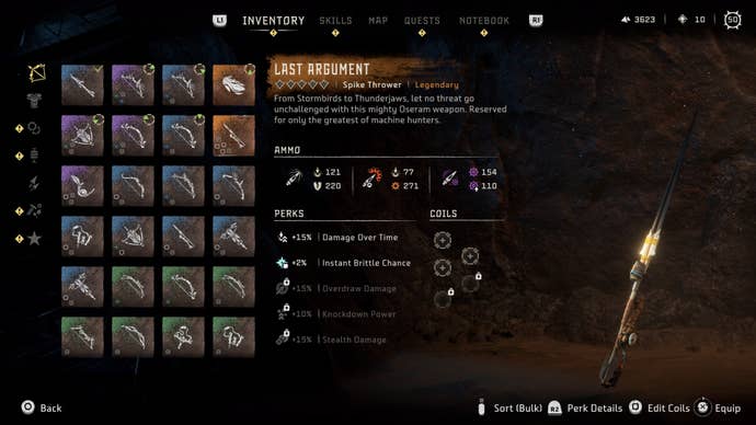 horizon forbidden west burning shores friend in the dark last argument spike thrower reward