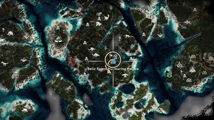horizon forbidden west burning shores murmuring hollow relic ruins map location