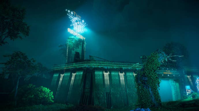 horizon forbidden west burning shores the armory building pangea park