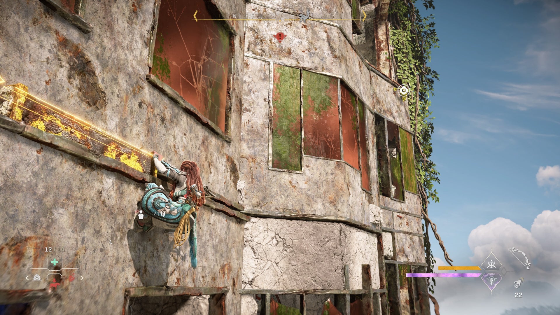 horizon forbidden west burning shores tower climb trail grapple point