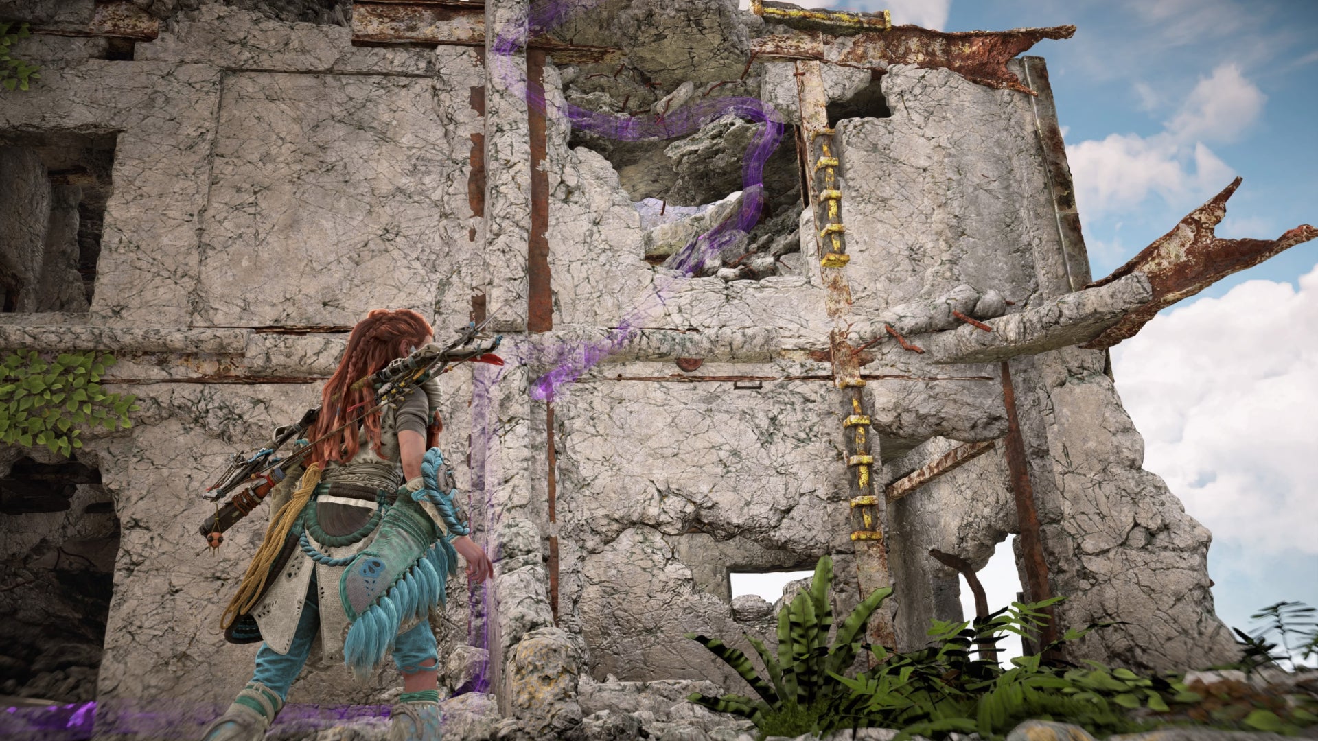 horizon forbidden west burning shores tower weapon climb trail to node