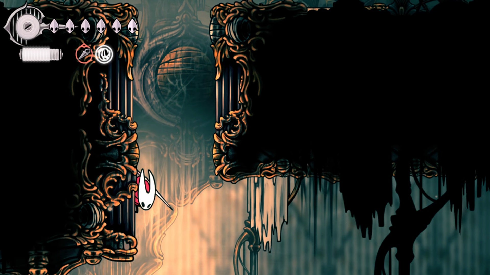 Hornet uses the Ascendant's Grip to cling to a wall in Hollow Knight Silksong. - 17