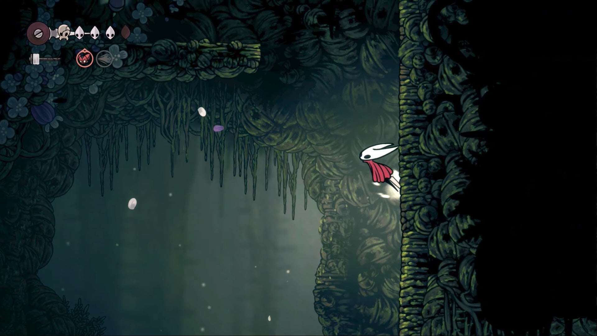 Hornet Cling Grips to a wall and bounces off of it in Shellwood, in Hollow Knight: Silksong. - 14
