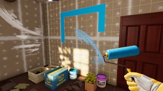 Painting a wall blue in House Flipper 2