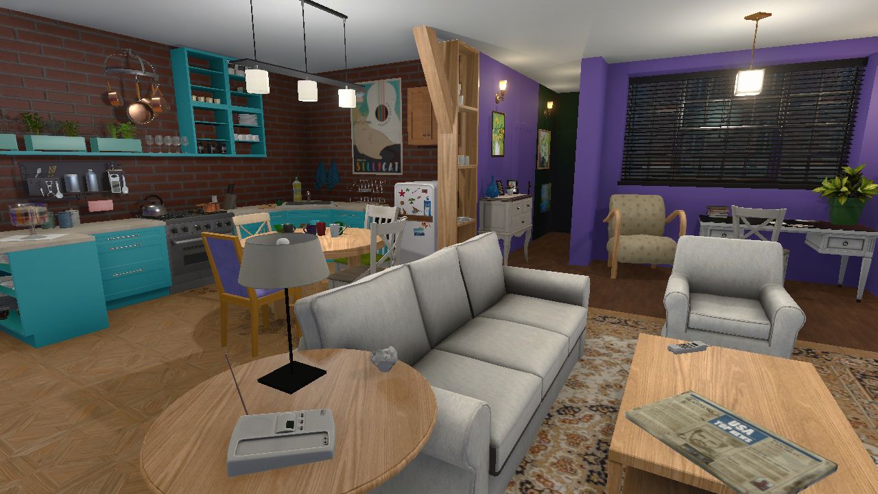 Monica and Rachel&rsquo;s apartment recreated inside House Flipper with the April Fool&rsquo;s Day update.