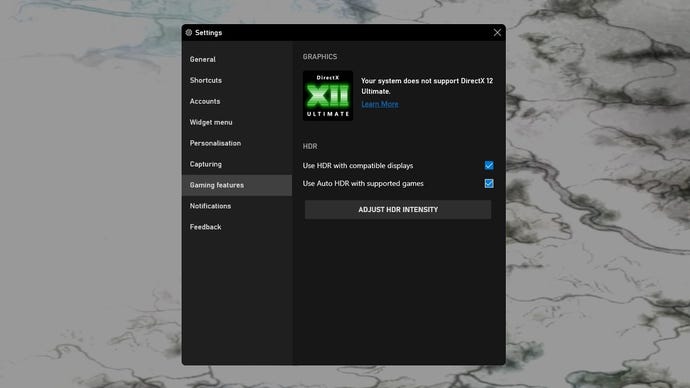 The Game features menu of the Xbox Game Bar. Auto HDR is shown as enabled.