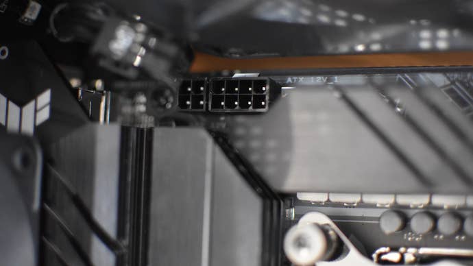 Two CPU power connectors on a motherboard, both empty.