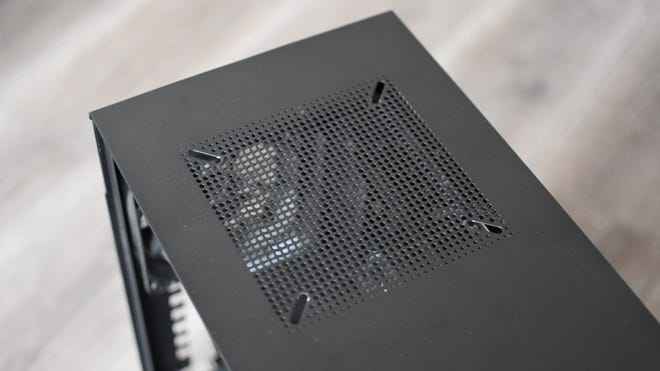 An empty top fan slot on an NXT PC case.