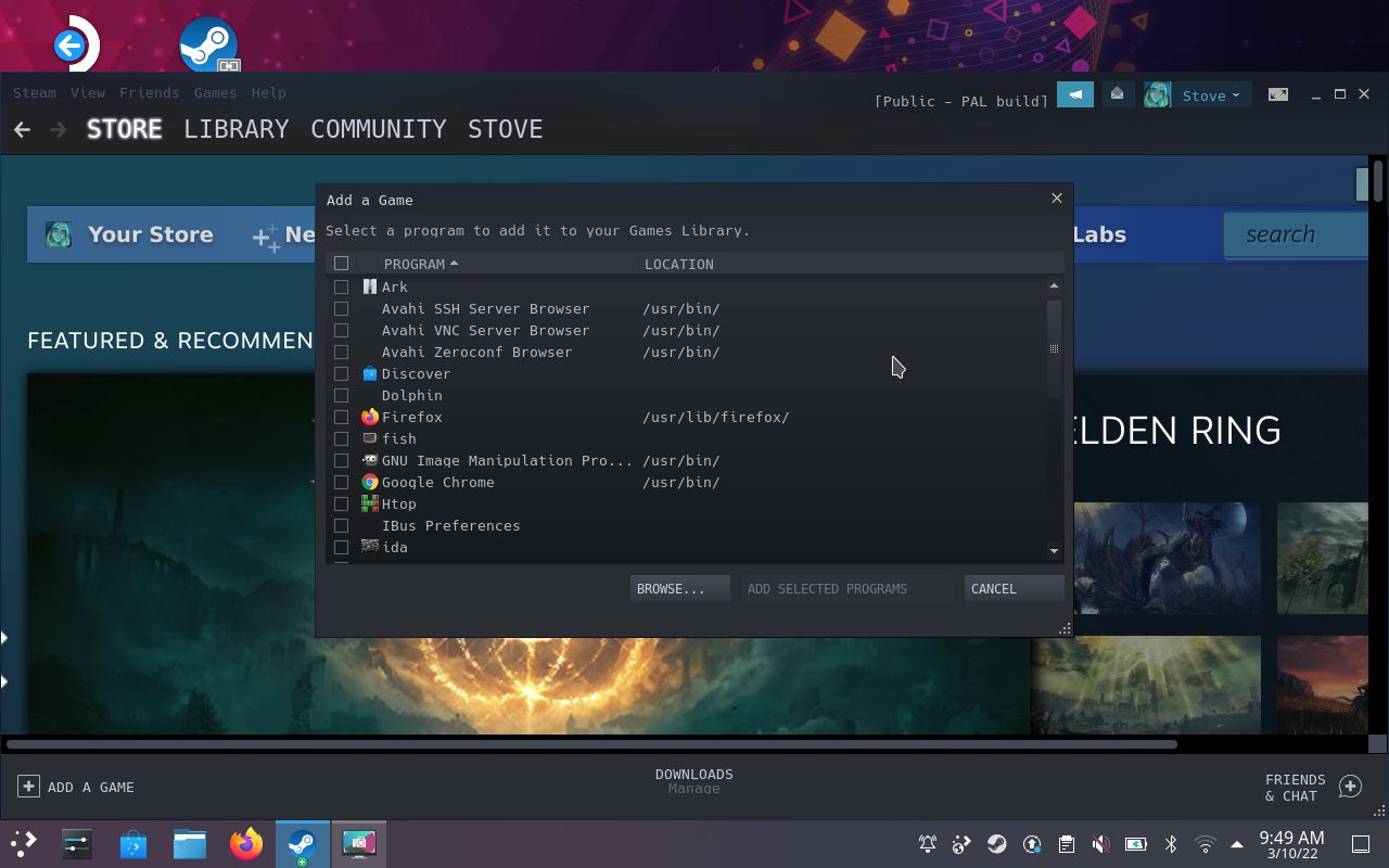 Step 3 of how to install the Epic Games Launcher on the Steam Deck: Adding the installer as a non-Steam game in the Steam app. - 15