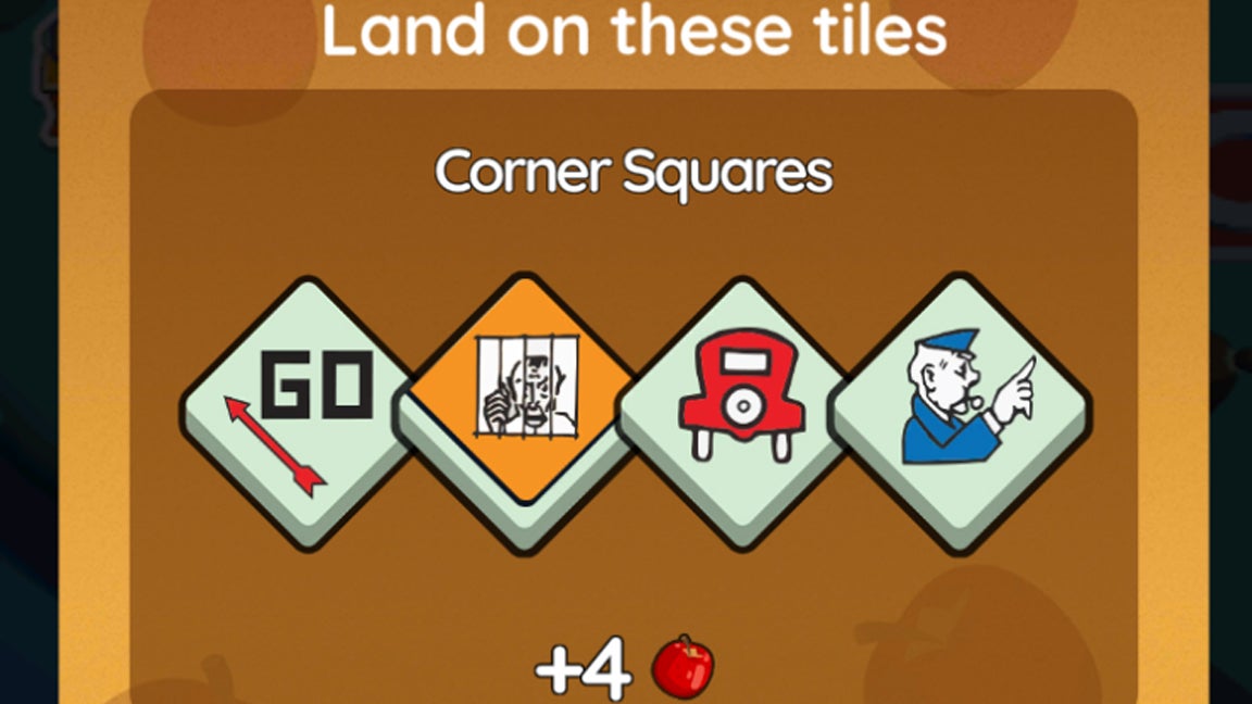 A Monopoly Go menu screen explaining how to play the Profit Harvest event. - 3