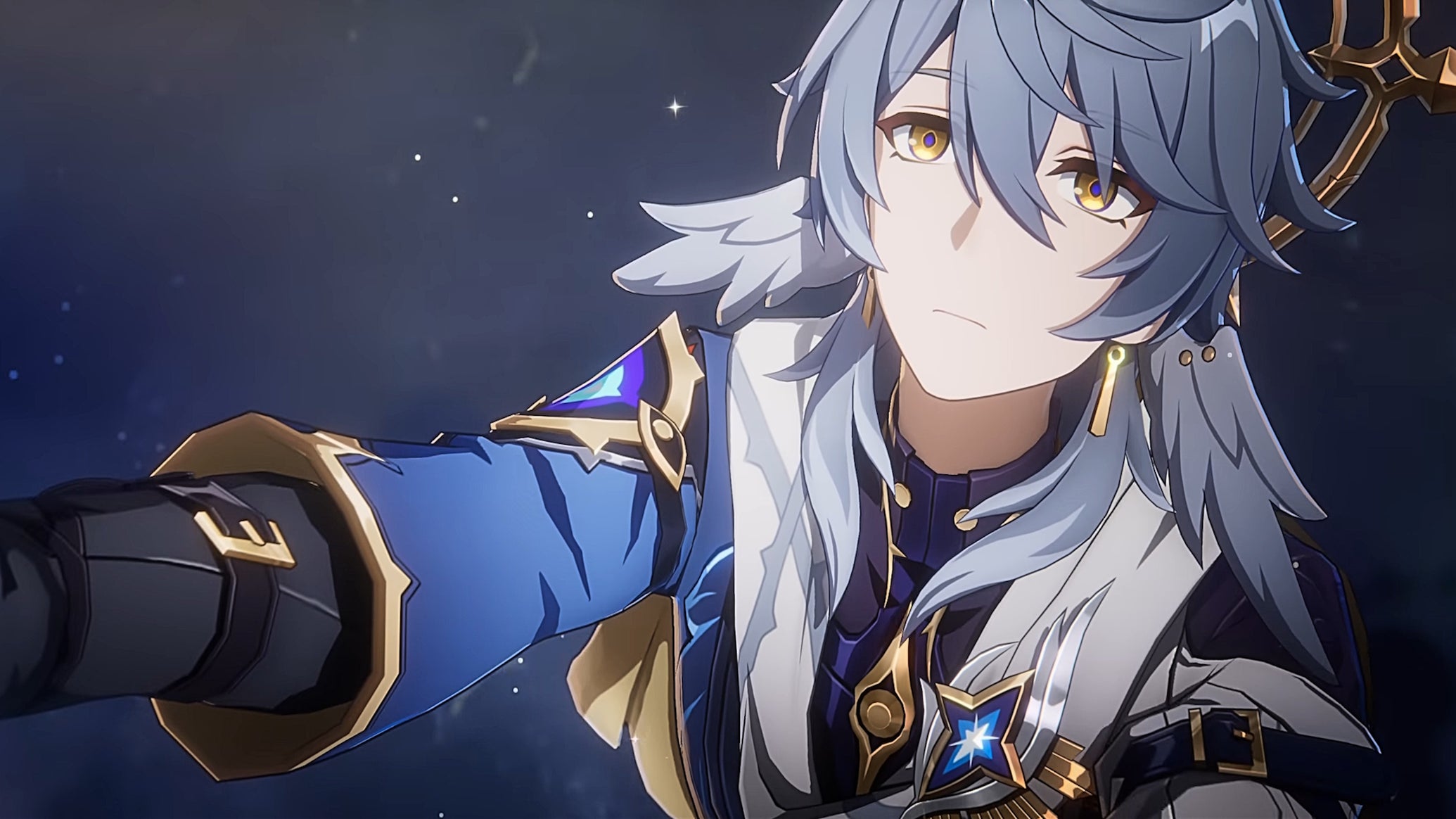 Sunday from Honkai Star Rail, raising his hands to the heavens to receive a divine blessing - 1