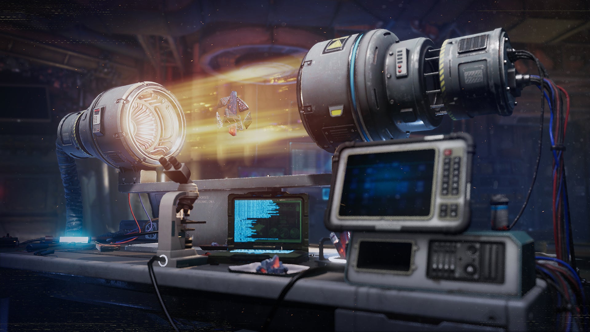 PUBG Battlegrounds' Xeno Point official screenshot showing a crafting station, typically futuristic