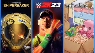 Cover artwork for Hardspace: Shipbreaker, WWE 2K23, and Unpacking