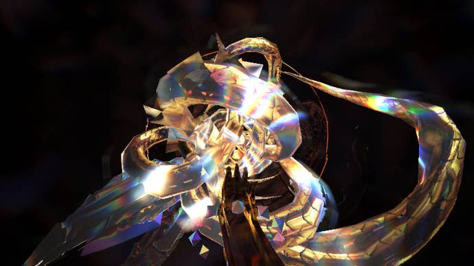 Crystalline snakes coiling in a Hyper Demon screenshot.