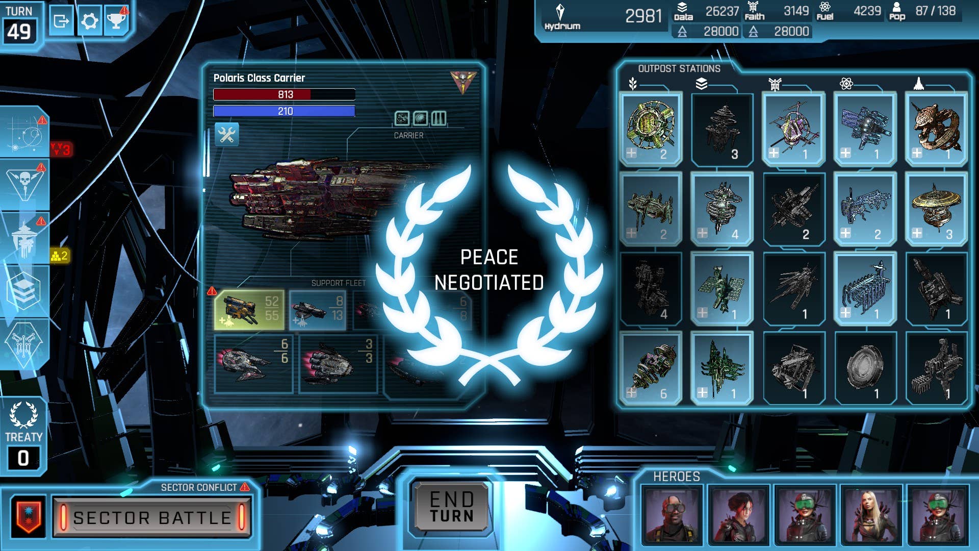 Il gioco strategico low-intensity di quest'anno è praticamente due giochi insieme 4 Uno schermo di trattativa di pace in Hyper Empire.