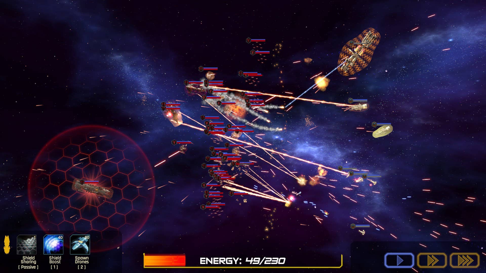 Il gioco strategico low-intensity di quest'anno è praticamente due giochi insieme 2 Piccole navi spaziali che sparano laser l'una contro l'altra in Hyper Empire.