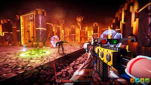 Watch the reveal trailer for Hypergun, the roguelite shooter with a Far Cry 3: Blood Dragon-style look