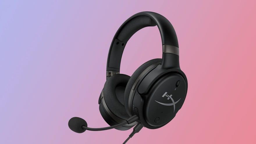 hyperx cloud orbit s gaming headset on a gradient background