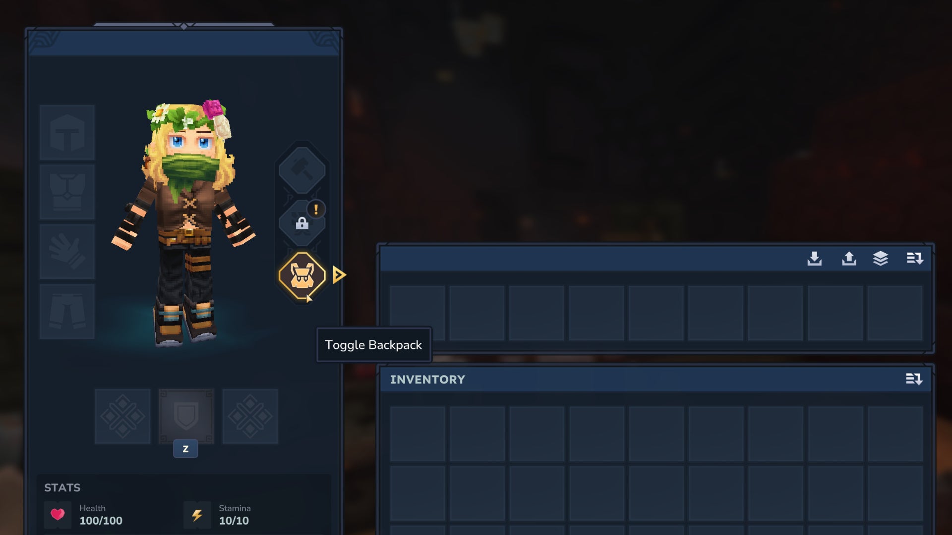 A close-up of a Hytale player's Backpack, which gives the player 9 extra inventory slots. - 5