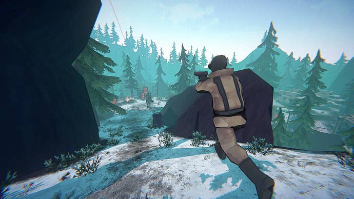 I Am Your Beast official image showing a soldier running down a snowy path in the woods