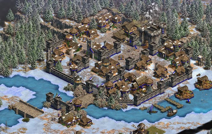 Screenshot of Skyrim's Windhelm recreated in Age of Empires 2