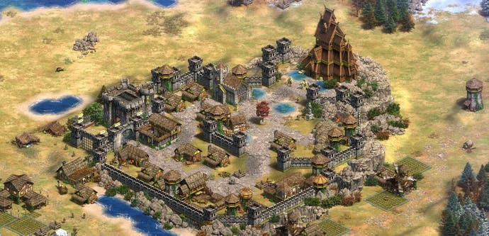 Screenshot of Skyrim's Whiterun recreated in Age of Empires 2