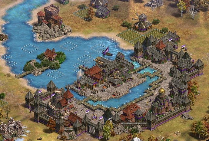Screenshot of Skyrim's Riften recreated in Age of Empires 2