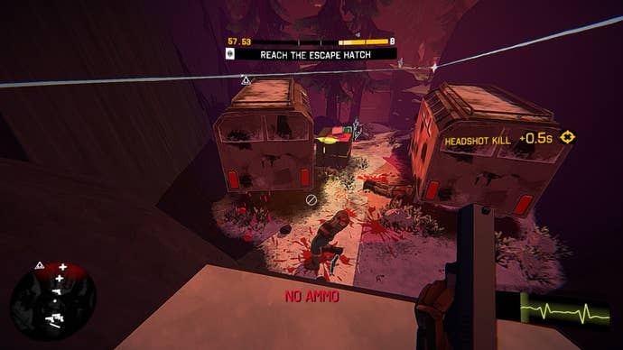 I Am Your Beast screenshot showing you lurking above a slaughtered group of enemies