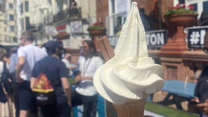 An ice cream outside the Hilton Metropole