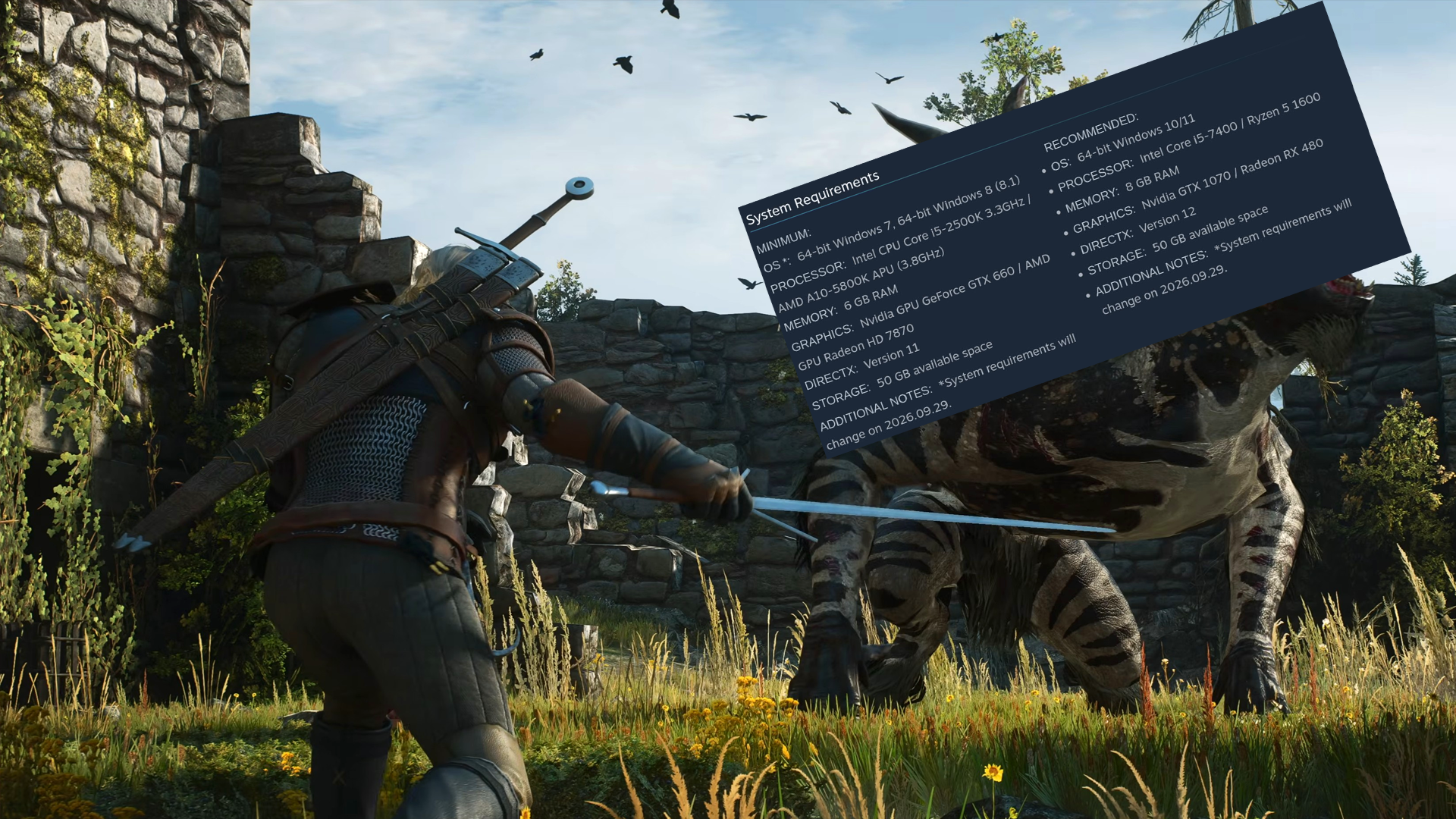 CD Projekt release full updated Witcher 3: Wild Hunt Remastered system specs, including ray-tracing and path-tracing requirements