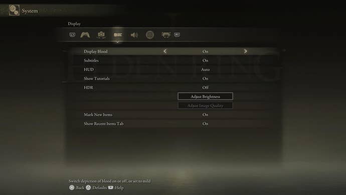 Elden Ring’s Display menu showing inventory management options
