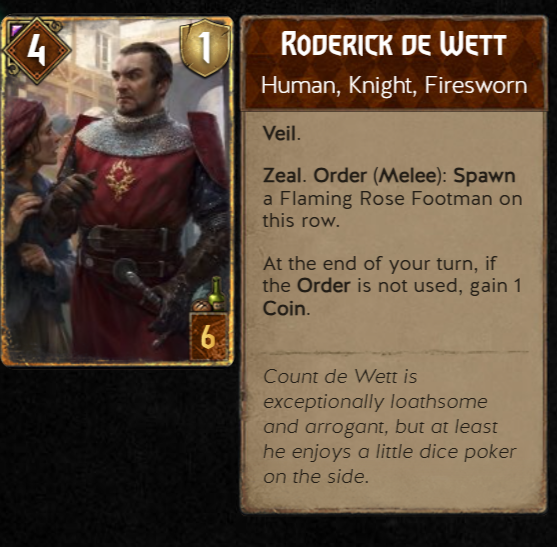 Roderick de Wett&rsquo;s Gwent card