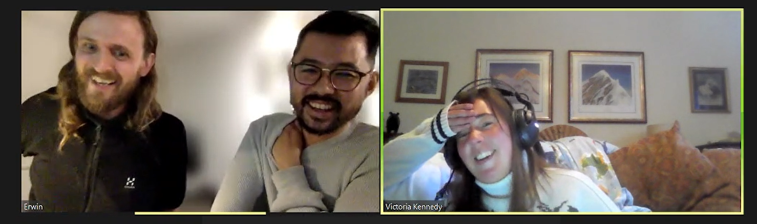 Jeppe and Erwin try and explain the static orb concept to Victoria as she looks incredibly perplexed by the whole thing