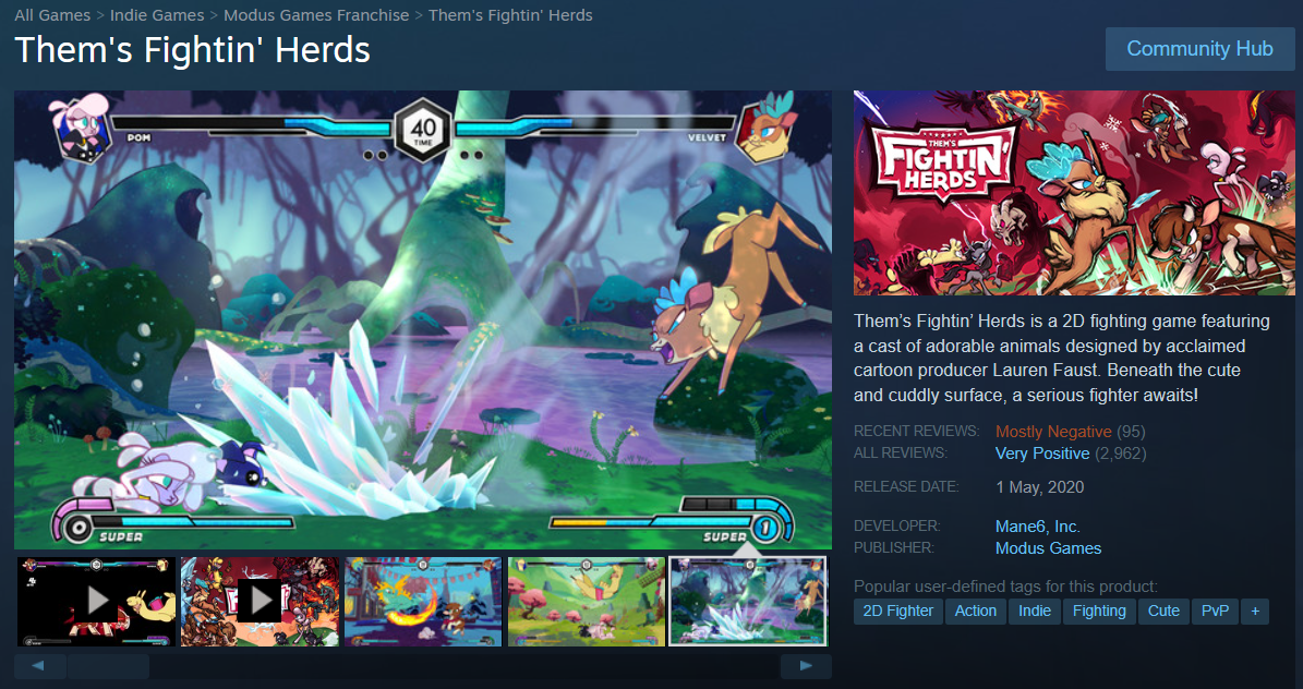 Screenshot from Them&rsquo;s Fightin' Herds' Steam page