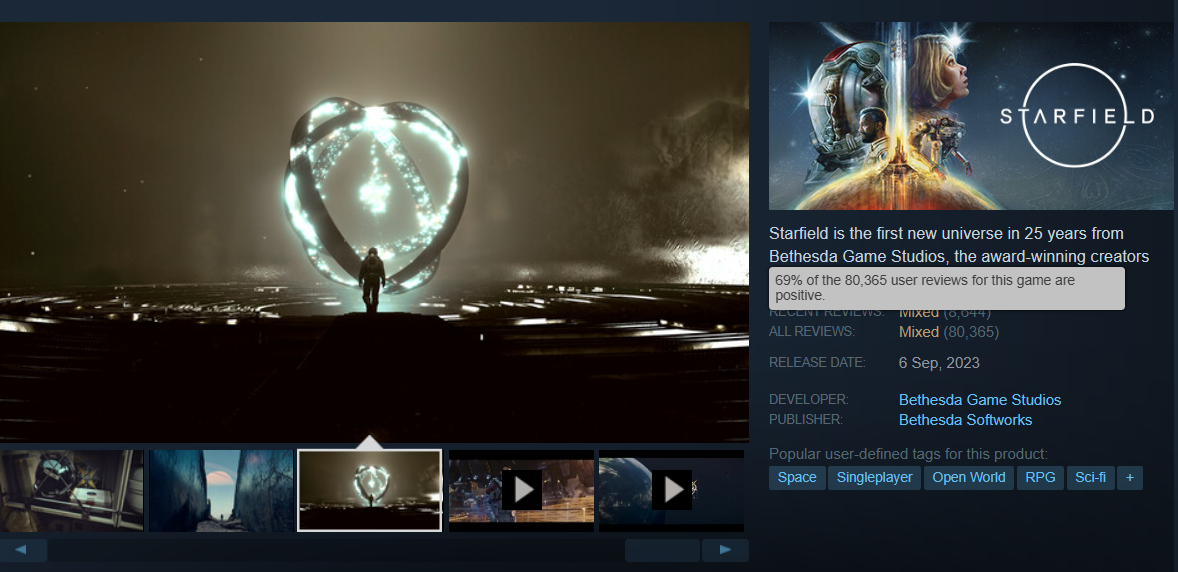 Screenshot from Starfield&rsquo;s Steam page