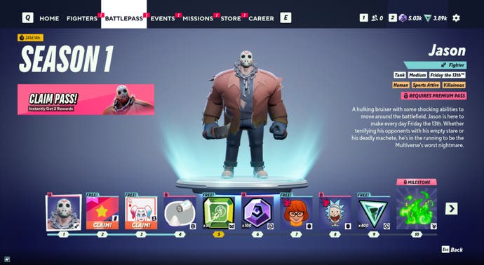 Image of the MultiVersus battle pass and its rewards
