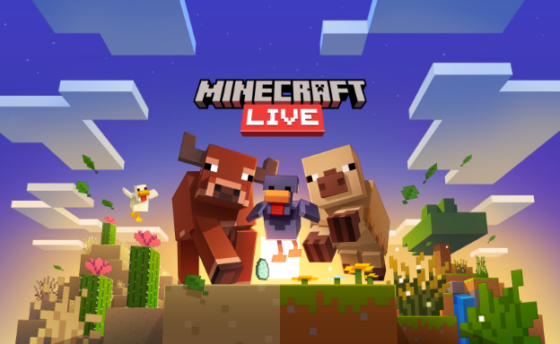 Image showing some Minecraft animals under a header that reads Minecraft Live