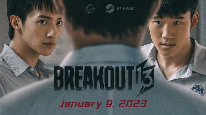 A promotional screen for Breakout 13, showing two young men facing off against another. The title, along with the date "January 9, 2023" are printed on the image.