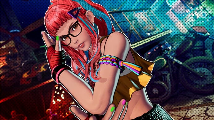 Captura de tela de Fatal Fury: City of the Wolves mostrando Preecha posando enquanto olha para a câmera