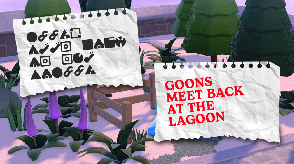 A mysterious Two Point tease that translates to &ldquo;Goons meet back at the lagoon&rdquo;.