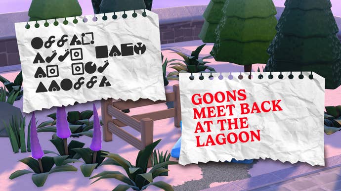 A mysterious Two Point tease that translates to “Goons meet back at the lagoon”.